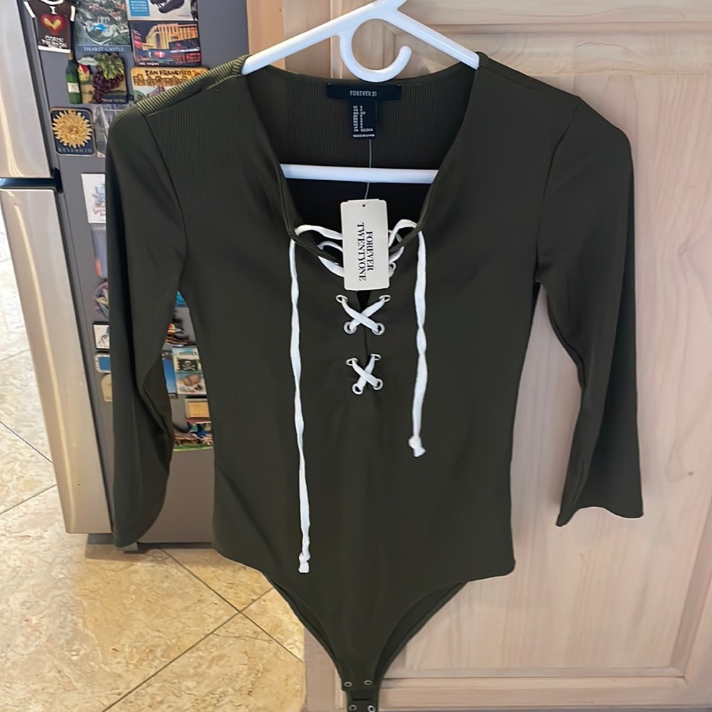 Forever 21 Olive Green Knit Bodysuit